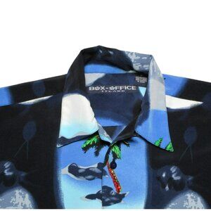 Box Office Island Men's Size - M Blue Palm Trees Hawaiian Shirt